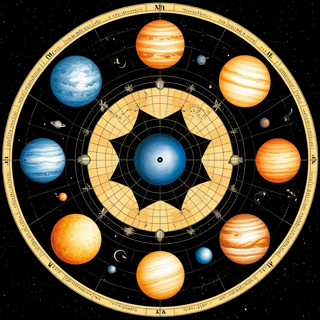 Круг космограммы с планетами
